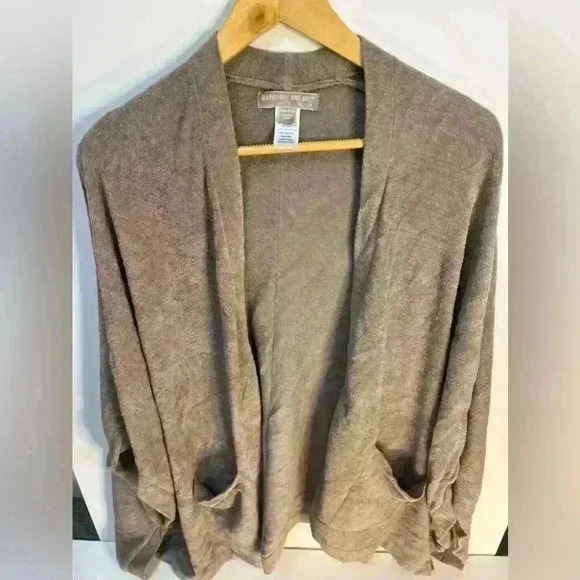 Barefoot Dreams taupe bamboo lite open cardigan with pockets - Picture 6 of 8